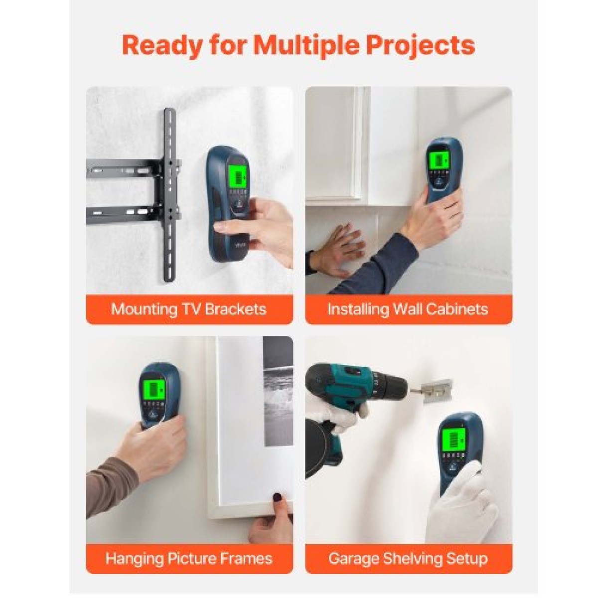 Σαρωτής τοίχου VEVOR Stud Finder, 5 σε 1, Ηλεκτρονικός ανιχνευτής τοίχου με έξυπνο αισθητήρα, οθόνη LCD υψηλής ευκρίνειας και ηχητικός συναγερμός, για το κέντρο και την άκρη του μετάλλου, καλώδιο AC, δοκοί, σωλήνες, μπλε