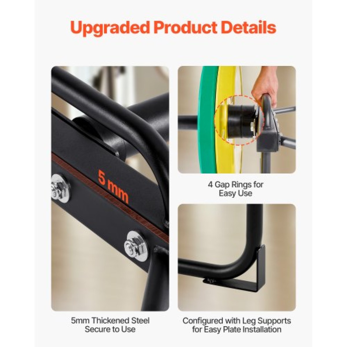 VEVOR Trap Bar Hex Bar, 50mm Hex Barbell, 240 kg Χωρητικότητα, Εξοπλισμός προπόνησης άρσης βαρών και δύναμης, γυμναστήριο στο σπίτι για squats, Deadlifts, πρέσες ώμων, μαύρο
