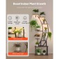 Βάση φυτών VEVOR Indoor with Grow Lights, Φωτιζόμενη ράφι φυτών 9 επιπέδων ύψους 160 cm, μεταλλική γωνιακή βάση για φυτά, 3 χρονοδιακόπτη & 10 φωτεινότητα, καμπύλη σχάρα προβολής λουλουδιών για διακόσμηση μπαλκονιού σαλονιού