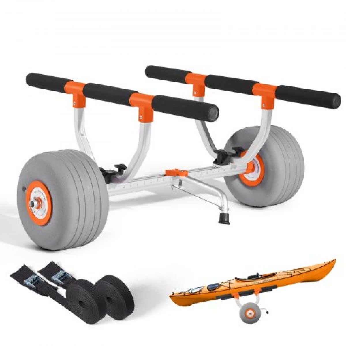 Καρότσι VEVOR Kayak, χωρητικότητα 158,8 κιλών, Καρότσι Kayak με φουσκωτά ελαστικά PU 30,5 cm & 2 ιμάντες, συναρμολογείται & αποσυναρμολογείται μέσα σε δευτερόλεπτα, καροτσάκι Paddle Board για μεταφορά καγιάκ και κανό