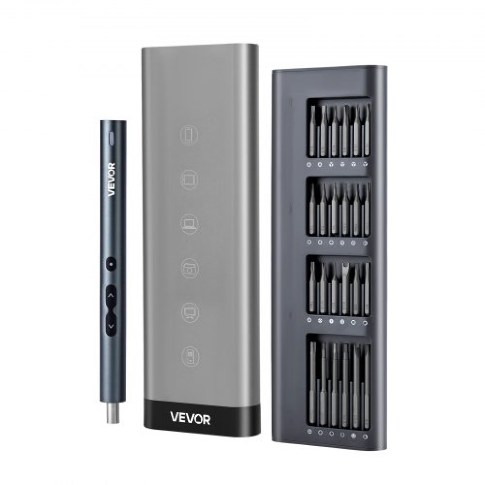 VEVOR Electric Precision Screwdriver Set, 48 Magnetic Bits, Mini Electric Screwdriver with Magnetic Storage Box, S2 Steel Bits, LED Light, Type-C Charging, for Phone, Laptop, and Electronics Repair