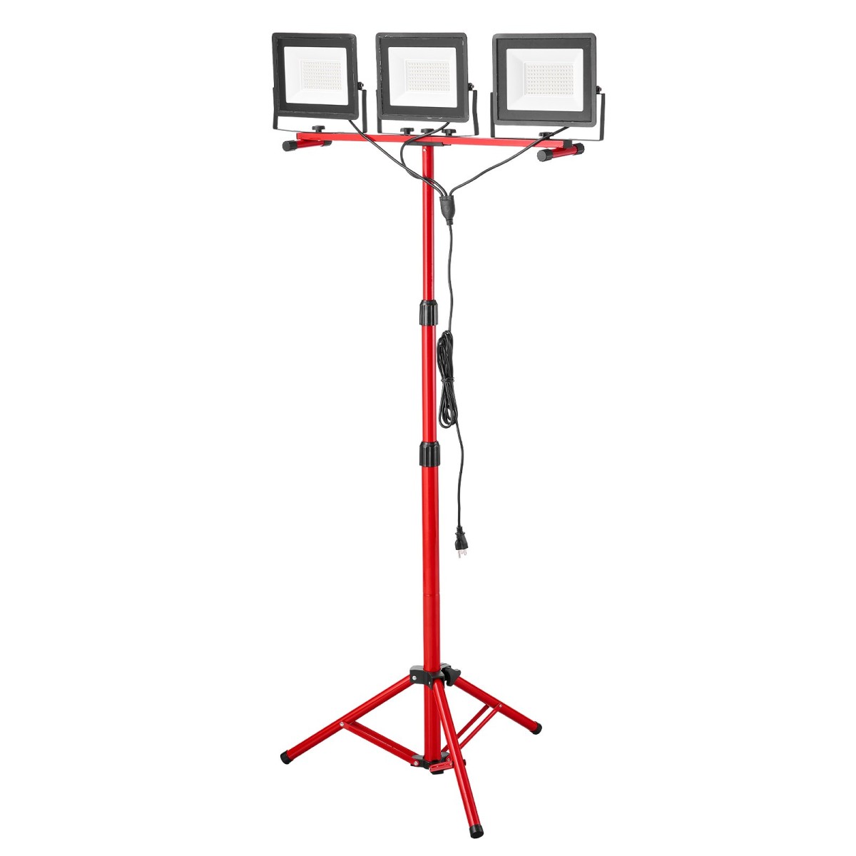 VEVOR LED Φως εργασίας με βάση, 21000 Lumens, Φορητό φως κάμπινγκ τριών κεφαλών με ατομικό διακόπτη, βάση τριπόδου, καλώδιο τροφοδοσίας 3,3 m, για την κατασκευή εσωτερικού εξωτερικού χώρου εργασίας, IP65 αδιάβροχο