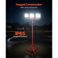Φως εργασίας LED VEVOR με βάση, 15000 Lumens, φορητό φως κάμπινγκ τριών κεφαλών με ατομικό διακόπτη, βάση τριπόδου, καλώδιο τροφοδοσίας 3,3 m, για κατασκευή εσωτερικού χώρου εργασίας, αδιάβροχο IP65