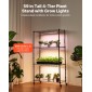 Ράφι φυτών VEVOR με Grow Light, Βάση φυτών εσωτερικού χώρου 4 επιπέδων, ράφι προβολής φυτών ύψους 150 cm με ρόδες, 90W 3χρωμα φώτα πλήρους φάσματος ανάπτυξης, μεταλλική θήκη για γλάστρα βαρέως τύπου για εκκίνηση σπόρων