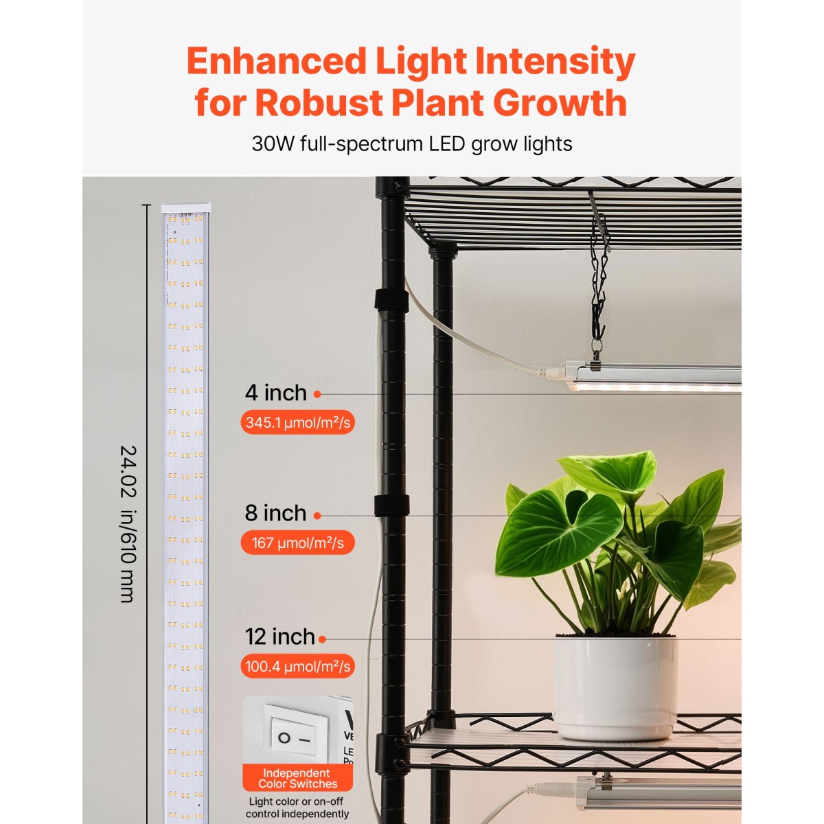 Ράφι φυτών VEVOR με Grow Light, Βάση φυτών εσωτερικού χώρου 4 επιπέδων, ράφι προβολής φυτών ύψους 150 cm με ρόδες, 90W 3χρωμα φώτα πλήρους φάσματος ανάπτυξης, μεταλλική θήκη για γλάστρα βαρέως τύπου για εκκίνηση σπόρων