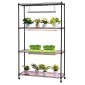 Ράφι φυτών VEVOR με Grow Light, Βάση φυτών εσωτερικού χώρου 4 επιπέδων, ράφι προβολής φυτών ύψους 150 cm με ρόδες, 90W 3χρωμα φώτα πλήρους φάσματος ανάπτυξης, μεταλλική θήκη για γλάστρα βαρέως τύπου για εκκίνηση σπόρων