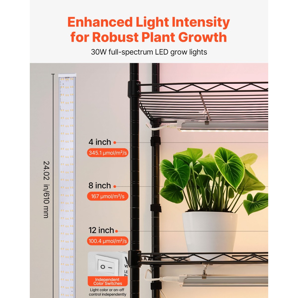 Ράφι φυτών VEVOR με Grow Light, Βάση φυτών εσωτερικού χώρου 6 επιπέδων, ράφι προβολής φυτών ύψους 180 cm με ρόδες & χρονοδιακόπτη 4/9/14 ωρών, φώτα ανάπτυξης πλήρους φάσματος 150 W 3 χρωμάτων, θήκη για γλάστρα για σπόρους