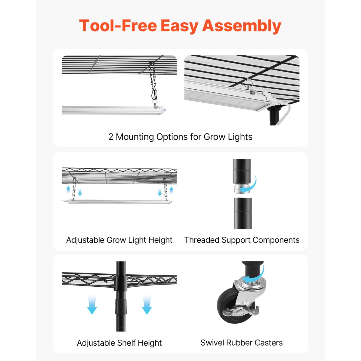 Ράφι φυτών VEVOR με Grow Light, Βάση φυτών εσωτερικού χώρου 6 επιπέδων, ράφι προβολής φυτών ύψους 180 cm με ρόδες & χρονοδιακόπτη 4/9/14 ωρών, φώτα ανάπτυξης πλήρους φάσματος 150 W 3 χρωμάτων, θήκη για γλάστρα για σπόρους