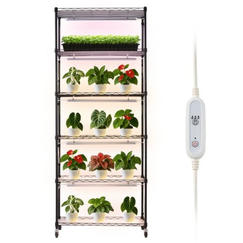 Ράφι φυτών VEVOR με Grow Light, Βάση φυτών εσωτερικού χώρου 6 επιπέδων, ράφι προβολής φυτών ύψους 180 cm με ρόδες & χρονοδιακόπτη 4/9/14 ωρών, φώτα ανάπτυξης πλήρους φάσματος 150 W 3 χρωμάτων, θήκη για γλάστρα για σπόρους