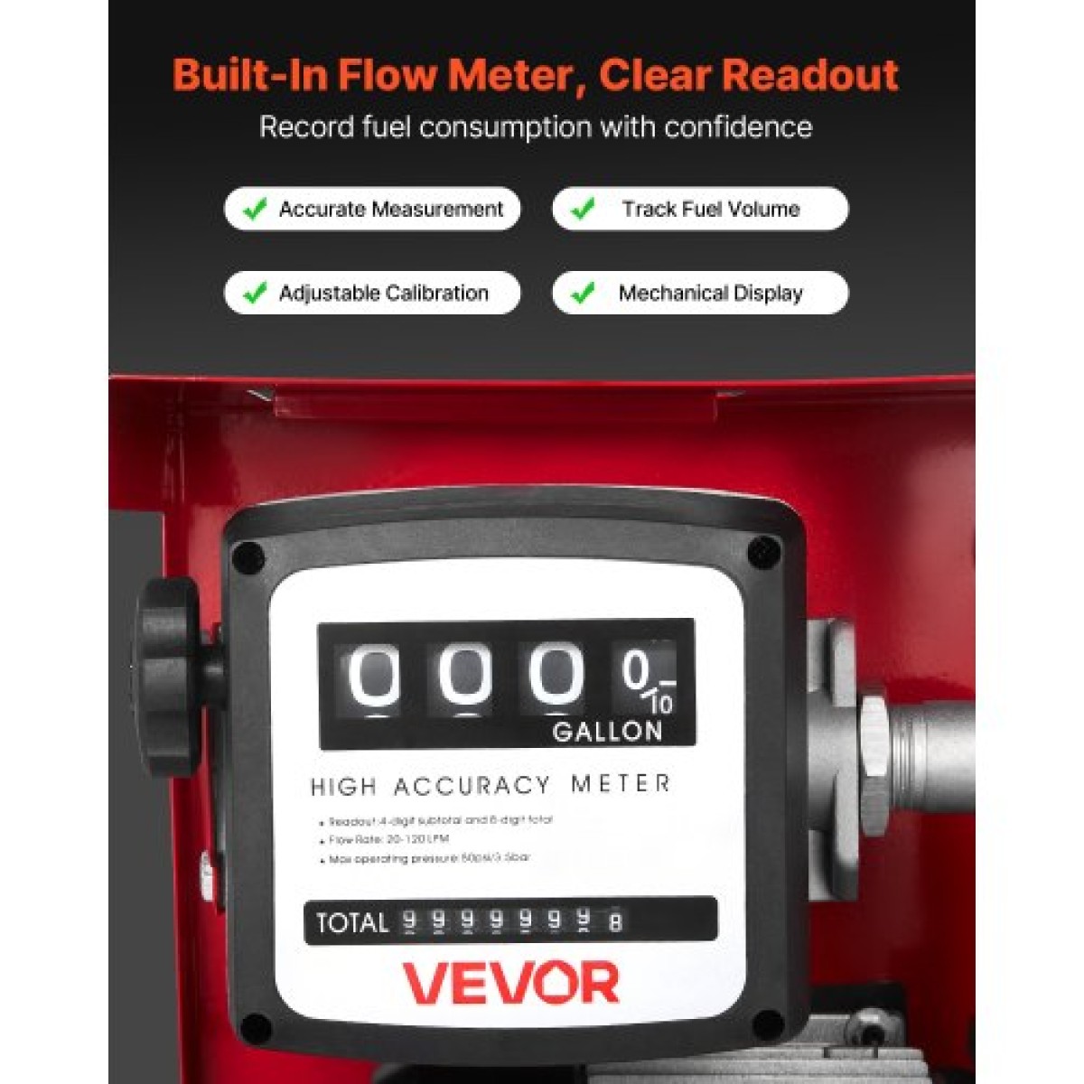 Αντλία μεταφοράς καυσίμου VEVOR 230V, 16 GPM 60 L/min, AC Electric Oil Transfer Pump for Diesel Kerosene Biodiesel, with Meter, Auto Fuel Nozzle & 2 Holes, 45 ft/13,7 m Lift, για οχήματα, εργοτάξια