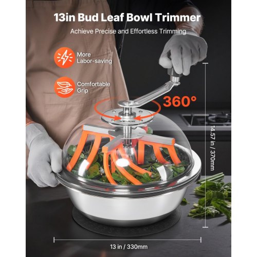 Κόψιμο φύλλων VEVOR Bud Leaf, 335 mm Χειροκίνητο κουρευτικό μπουμπουκιού, με κοφτερές λεπίδες από ανοξείδωτο χάλυβα, οπτική κοπή, υγρή και ξηρή υδροπονική μηχανή κοπής, περιστρεφόμενη περιστροφή κοπής για φυτά φύλλα μπουμπούκια λουλούδια