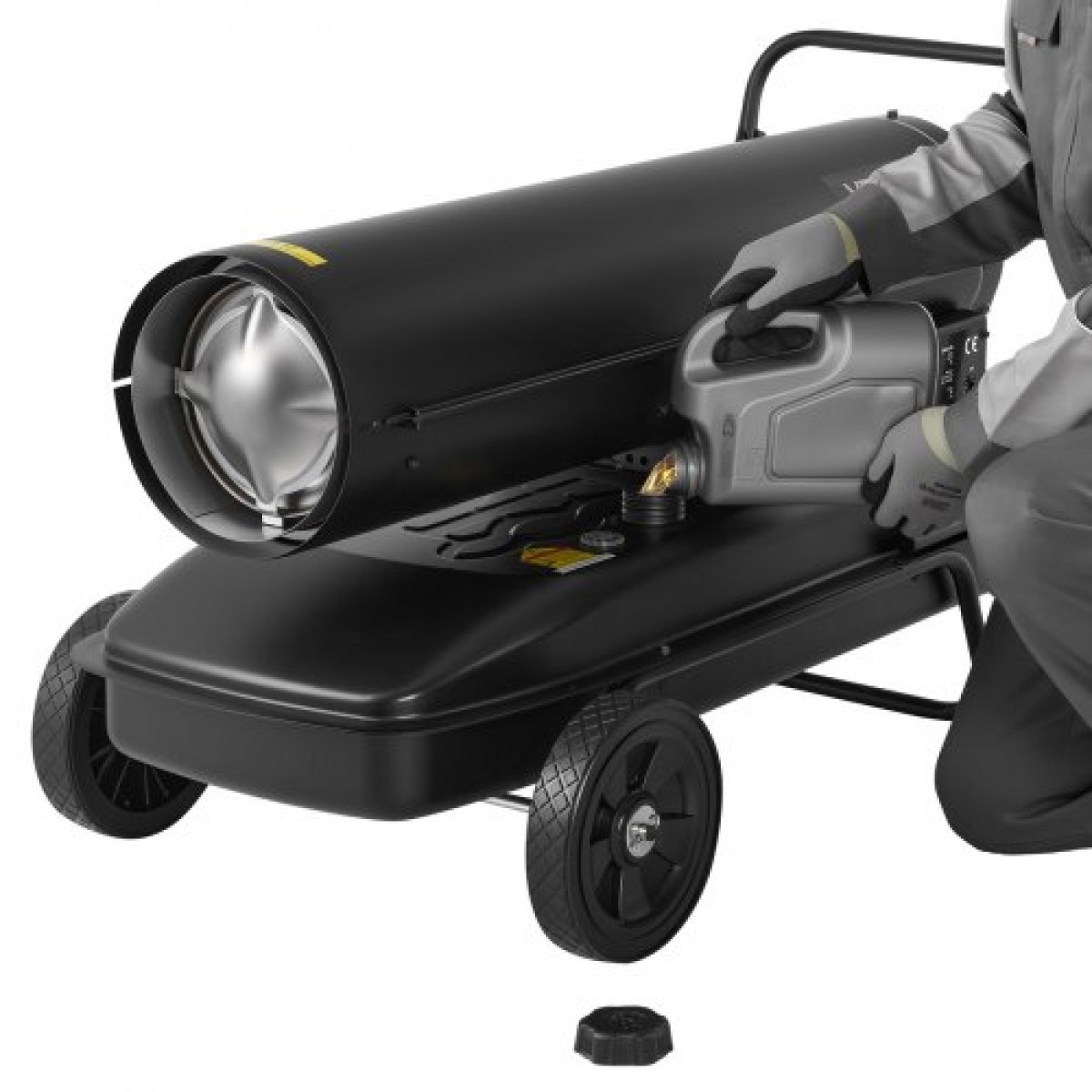 VEVOR 50kW Forced Air Kerosene Heater Diesel, Φορητός θερμαντήρας χώρου Torpedo με ρόδες & ρυθμιζόμενη θερμοκρασία, Τύπος φυσητήρων για εργοτάξιο/Γκαράζ/Αποθήκη/Κατασκευή εργαστηρίου /Εξωτερική θέρμανση,Μαύρο