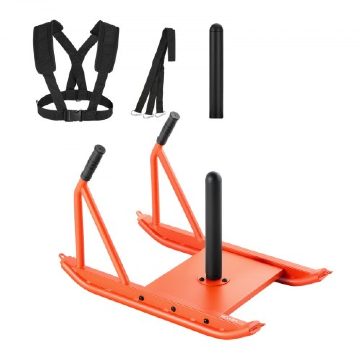 VEVOR Weight Sled, Steel Power Sled, Fitness Strength Training Sleds for Athletic Exercise Improvement Speed, Workout Fitness Equipment with Handle, Συμβατό με πλάκες βάρους 25/51 mm, Πορτοκαλί