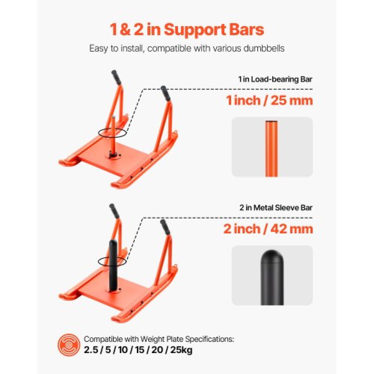 VEVOR Weight Sled, Steel Power Sled, Fitness Strength Training Sleds for Athletic Exercise Improvement Speed, Workout Fitness Equipment with Handle, Συμβατό με πλάκες βάρους 25/51 mm, Πορτοκαλί