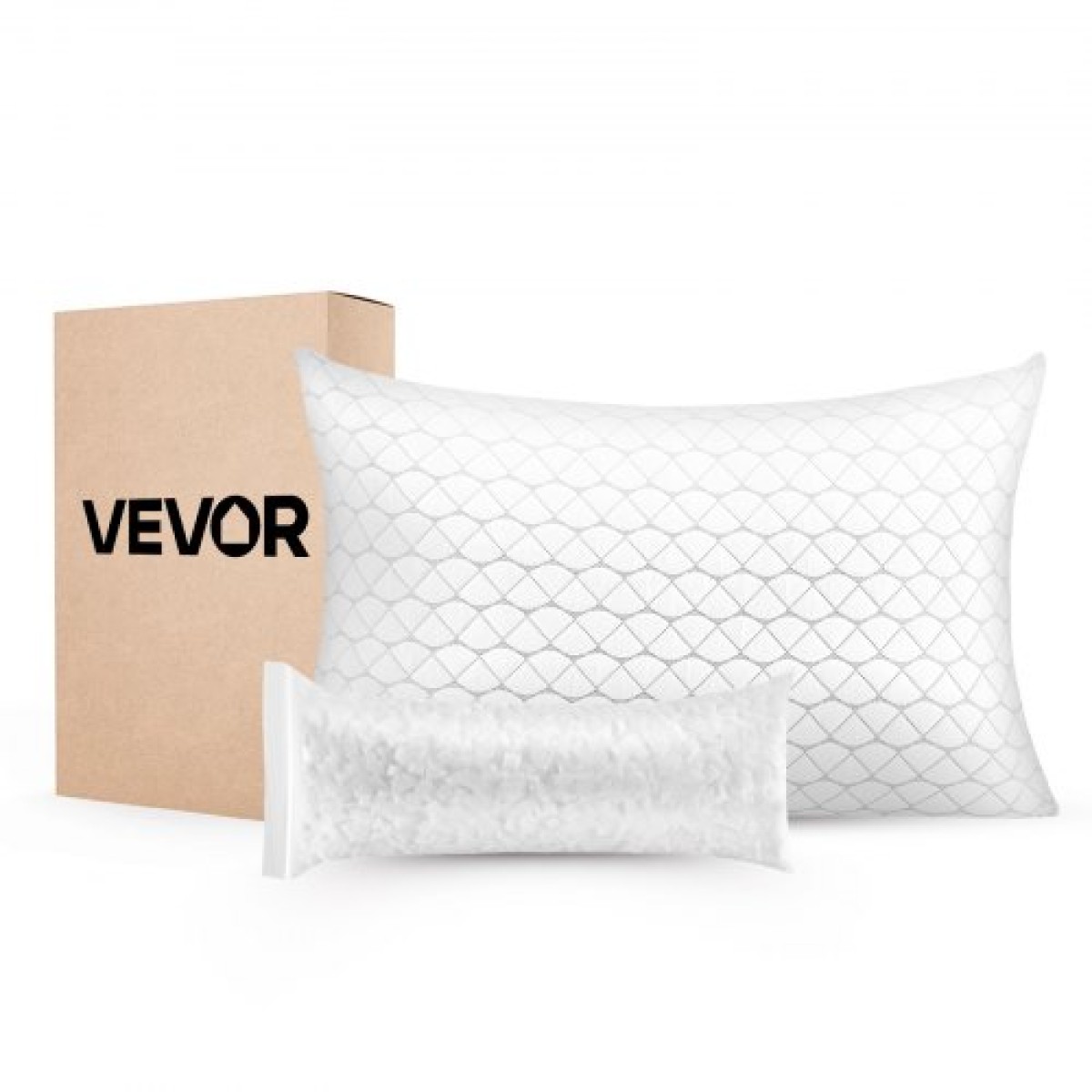 Μαξιλάρι κρεβατιού VEVOR για ύπνο, Queen Size Luxury Quality Μαξιλάρι ξενοδοχείου με Memory Foam Γέμισμα, Υποστηρικτικό & Ρυθμιζόμενο, Περιλαμβάνει Μαξιλαροθήκη από Φυσική Ίνα, Κλινοσκεπάσματα για την πλάτη, το στομάχι και τα πλαϊνά κρεβάτια