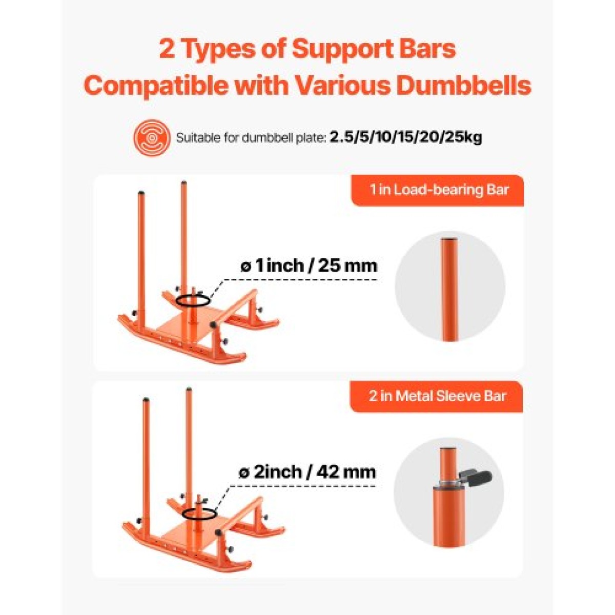 VEVOR Weight Sled, Steel Power Sled, Fitness Strength Training Sleds for Athletic Exercise Improvement Speed, Workout Fitness Equipment with Handle, Συμβατό με πλάκες βάρους 25/51 mm, Πορτοκαλί