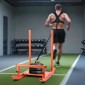VEVOR Weight Sled, Steel Power Sled, Fitness Strength Training Sleds for Athletic Exercise Improvement Speed, Workout Fitness Equipment with Handle, Συμβατό με πλάκες βάρους 25/51 mm, Πορτοκαλί