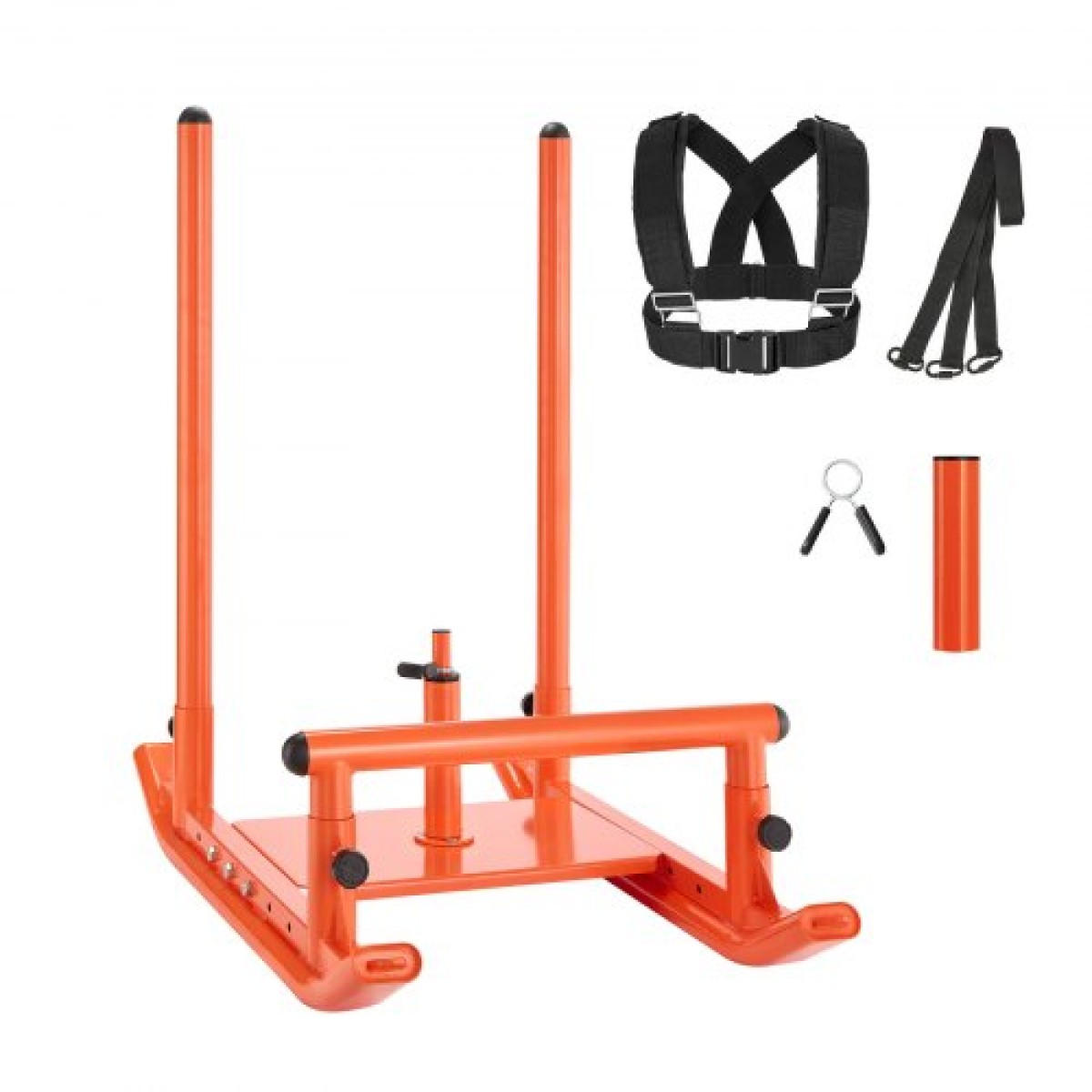 VEVOR Weight Sled, Steel Power Sled, Fitness Strength Training Sleds for Athletic Exercise Improvement Speed, Workout Fitness Equipment with Handle, Συμβατό με πλάκες βάρους 25/51 mm, Πορτοκαλί