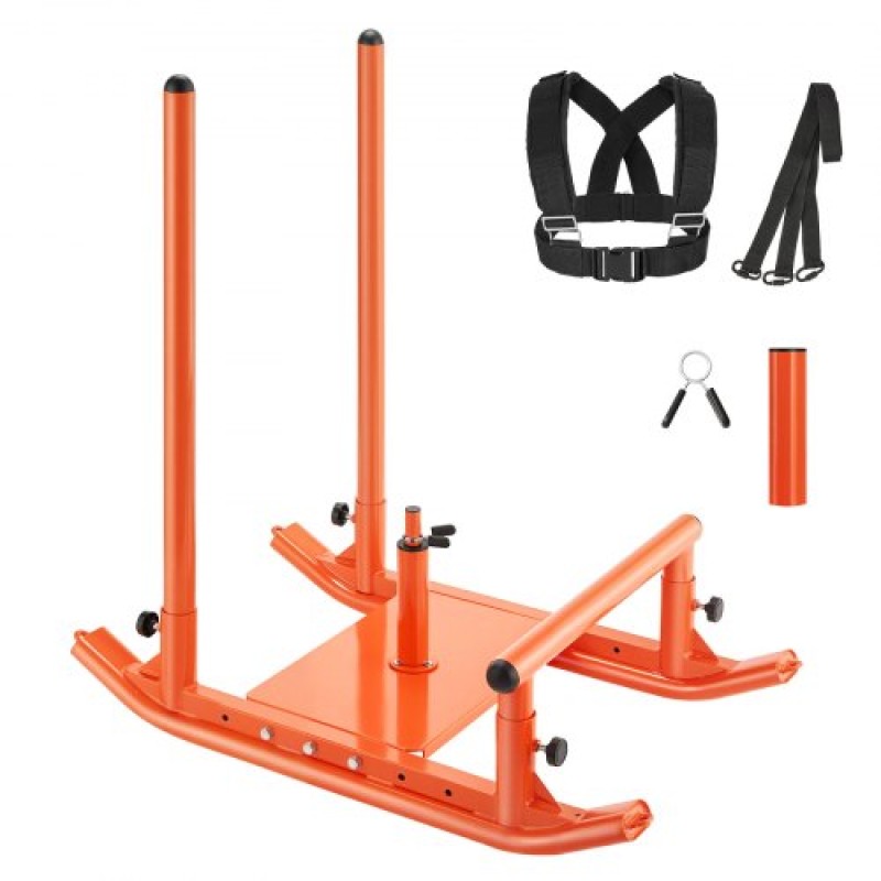 VEVOR Weight Sled, Steel Power Sled, Fitness Strength Training Sleds for Athletic Exercise Improvement Speed, Workout Fitness Equipment with Handle, Συμβατό με πλάκες βάρους 25/51 mm, Πορτοκαλί
