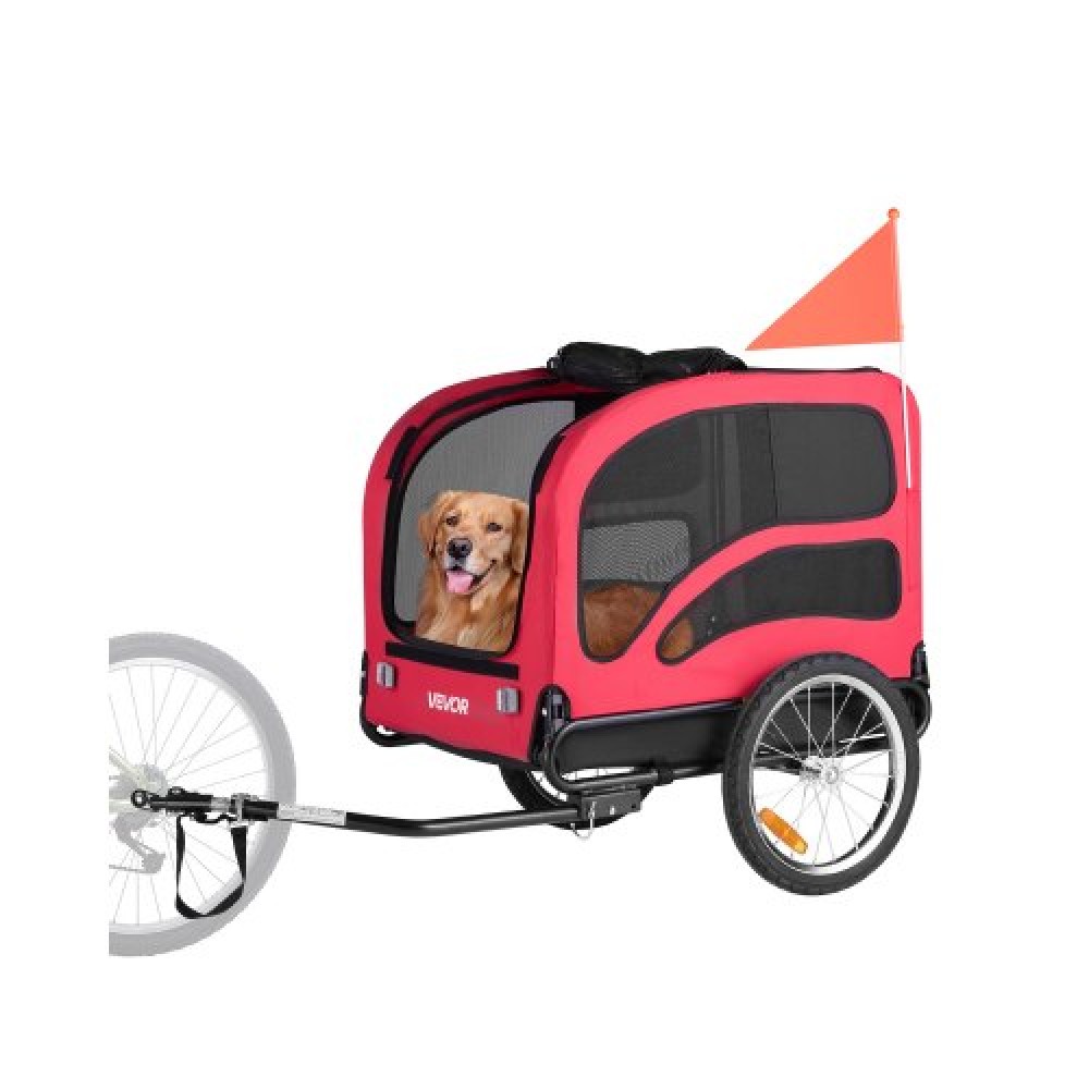 VEVOR Dog Bike Trailer, Supports up to 45 kg, Pet Cart Bicycle Carrier for Small & Large Dogs, Easy Folding Frame with Quick Release Wheel, Universal Bicycle Coupler, Reflector, Flag, Internal Leash