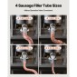 VEVOR Electric Sausage Stuffer, 22 LBS / 10 L Vertical Meat Stuffer, Stepless Speed ​​Control and Foot Pedal, Inox Heavy Duty Γεμιστικό Λουκάνικου με 4 Σωλήνες Γέμισης, για Εμπορική & οικιακή χρήση