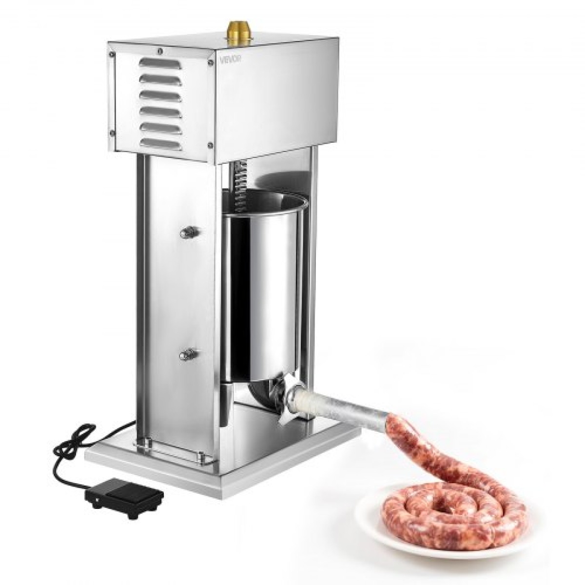 VEVOR Electric Sausage Stuffer, 22 LBS / 10 L Vertical Meat Stuffer, Stepless Speed ​​Control and Foot Pedal, Inox Heavy Duty Γεμιστικό Λουκάνικου με 4 Σωλήνες Γέμισης, για Εμπορική & οικιακή χρήση