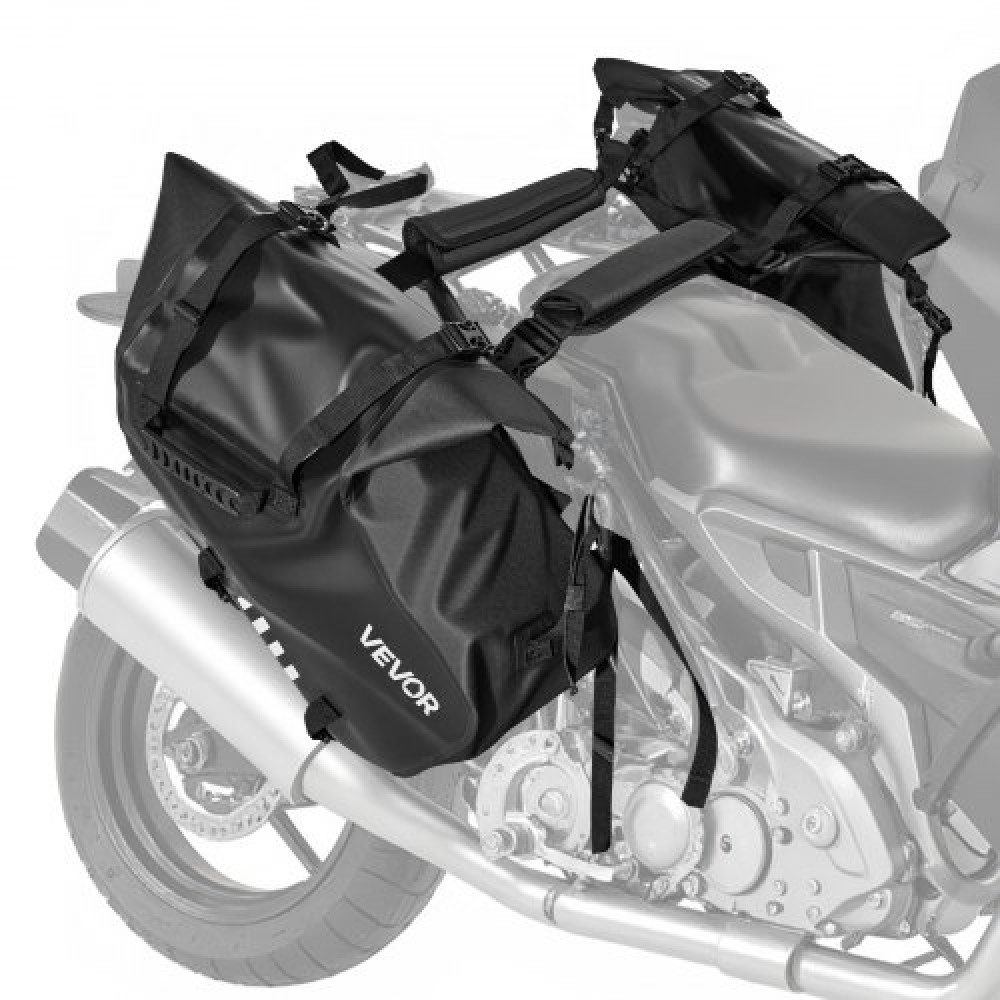 VEVOR Motorcycle Saddlebags, 28 L (14 L x 2) Large Capacity Side Saddle Bags Compatible with Most Motorcycles, Waterproof Outdoor Sports Motorbike Luggage Storage Shoulder Bag with Bottom Strap, Black
