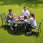 Τραπεζαρία Εξωτερικού Αίθριου VEVOR, Τραπέζια Bistro Backyard Backyard 120cm, στρογγυλά μεταλλικά πηχάκια, με τρύπα ομπρέλας 38mm, μεγάλα έπιπλα εξωτερικού χώρου παντός καιρού για βεράντα κήπου με γκαζόν, μαύρο