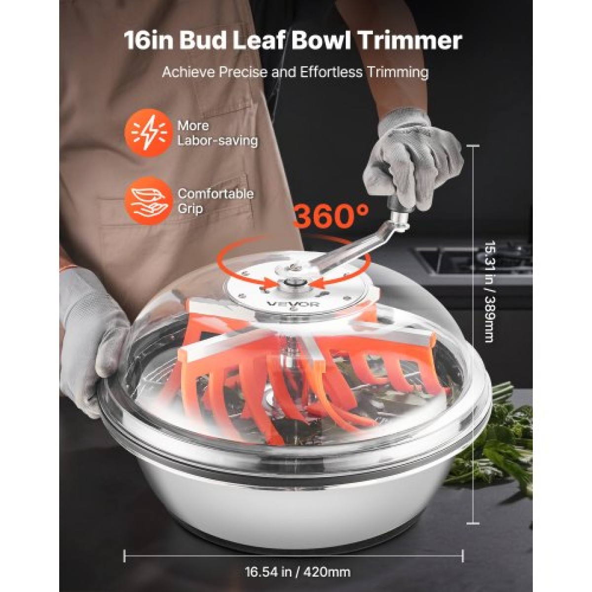 Κόψιμο φύλλων VEVOR Bud Leaf, 420 mm Χειροκίνητο κουρευτικό μπουμπουκιού, με αιχμηρές λεπίδες από ανοξείδωτο χάλυβα, οπτική κοπή, υγρή και ξηρή υδροπονική μηχανή κοπής, περιστρεφόμενη περιστροφή για φυτά Φύλλα Μπουμπούκια Λουλούδια