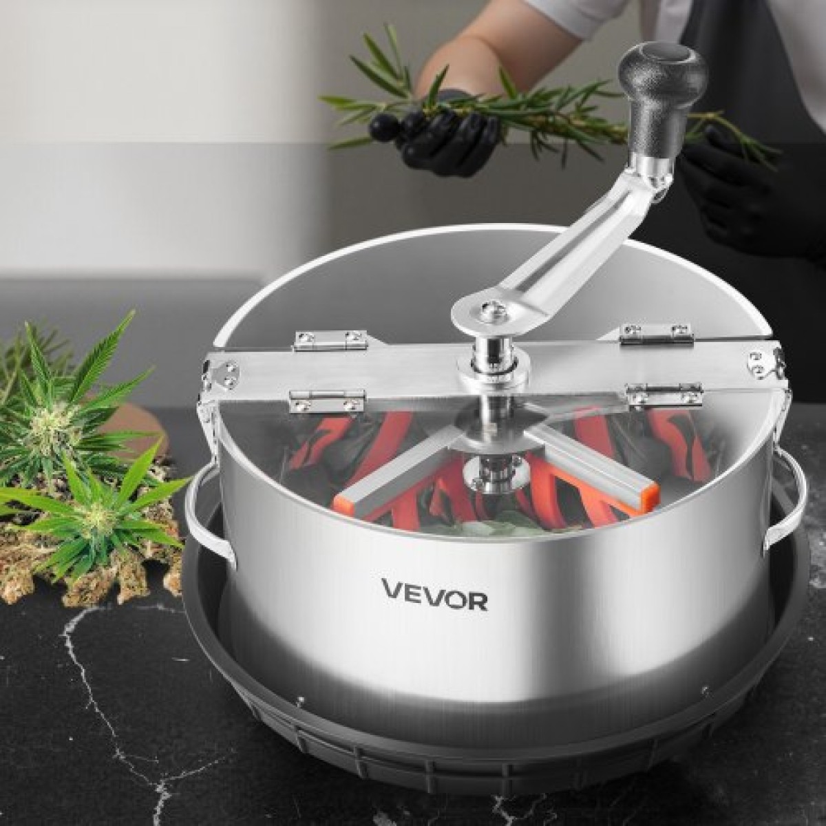 VEVOR Manual Bud Leaf Trimmer, 300mm Reaper Bowl Bud Trimmer με λεπίδες από ανοξείδωτο χάλυβα, οπτική κοπή, υγρή και ξηρή υδροπονική μηχανή κοπής με δίσκο, περιστρεφόμενη περιστροφή για λουλούδια φυτών