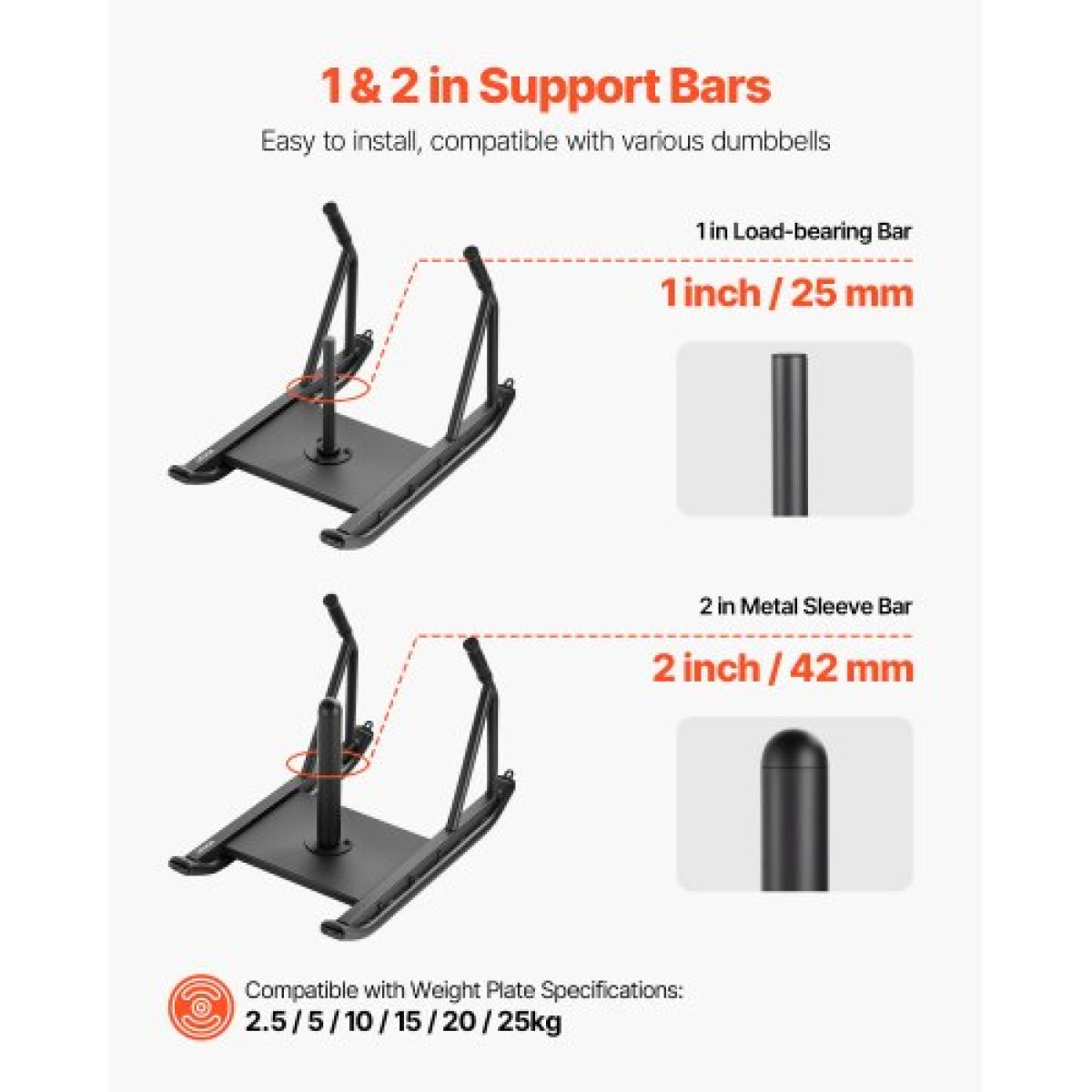 VEVOR Weight Sled, Steel Power Sled, Fitness Strength Training Sleds for Athletic Exercise Improvement Speed, Workout Fitness Equipment with Handle, Συμβατό με πλάκες βάρους 25/51 mm, Μαύρο