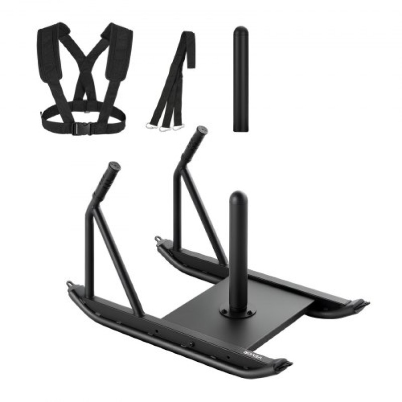 VEVOR Weight Sled, Steel Power Sled, Fitness Strength Training Sleds for Athletic Exercise Improvement Speed, Workout Fitness Equipment with Handle, Συμβατό με πλάκες βάρους 25/51 mm, Μαύρο