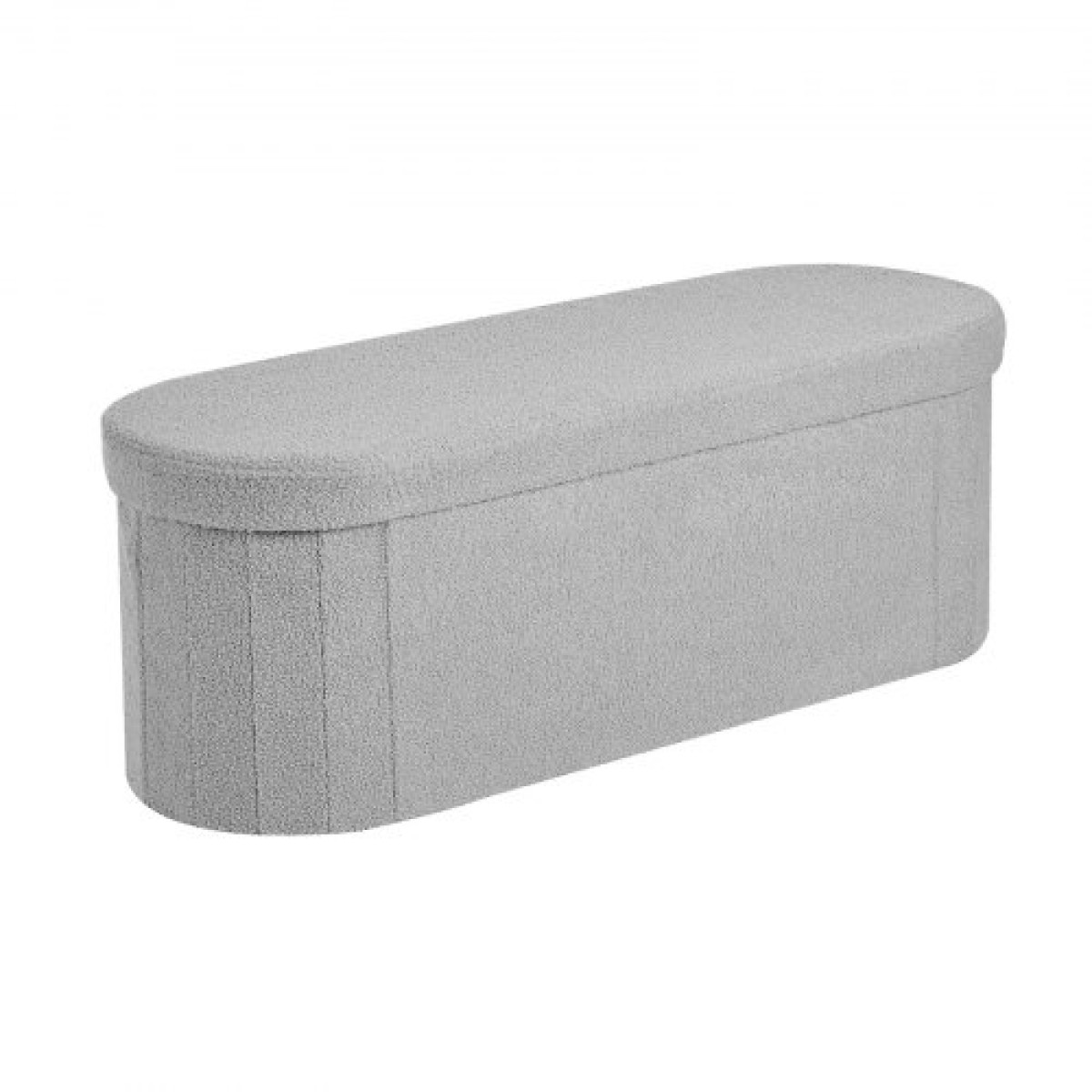 VEVOR Oval Storage Ottoman Πάγκος, Πτυσσόμενο Teddy Fleece Τέλος πάγκου κρεβατιού, Πτυσσόμενο κρεβάτι με επένδυση Ottoman στήθος με μεγάλο αποθηκευτικό χώρο, υποστηρίζει 660 lbs, για σαλόνι, υπνοδωμάτιο, είσοδος, γκρι