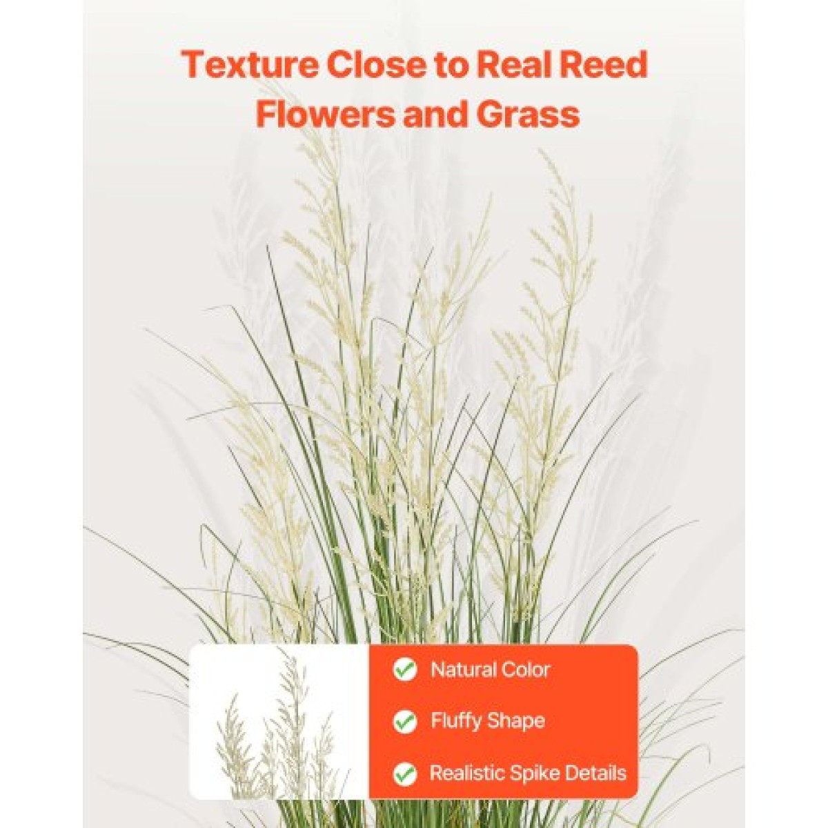 Φυτό τεχνητού γρασιδιού VEVOR, 1194 χλστ. Reed Flower Grass in Pot, Premium PVC Faux Fake Greenery Thrubs Fort for Indoor Outdoor House Home Garden Decoration Room Office, Homewarming, 1 Pack Green