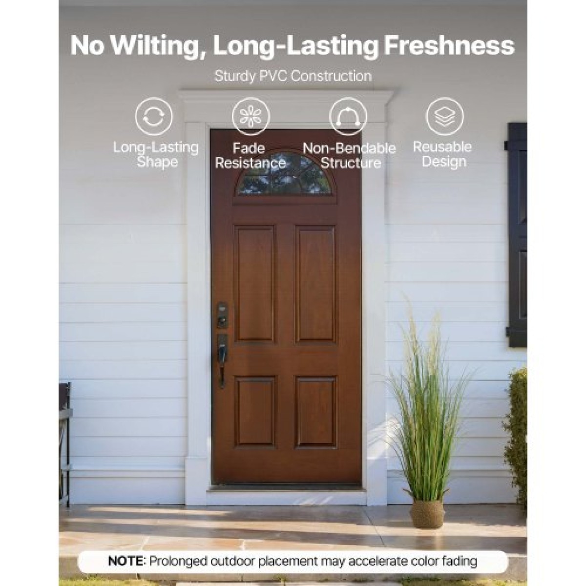 Φυτό τεχνητού γρασιδιού VEVOR, 1194 χλστ. Reed Flower Grass in Pot, Premium PVC Faux Fake Greenery Thrubs Fort for Indoor Outdoor House Home Garden Decoration Room Office, Homewarming, 1 Pack Green