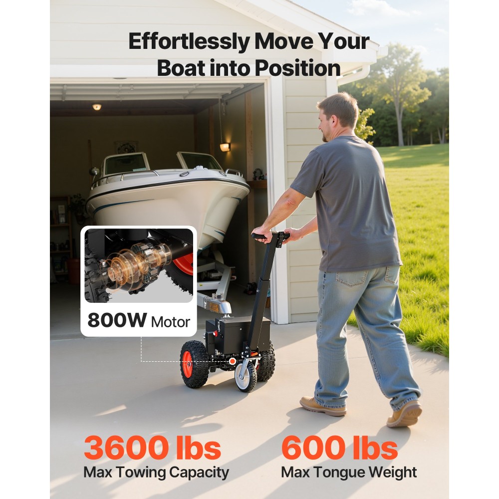 VEVOR Electric Trailer Dolly, 1633 kg Μέγιστο βάρος ρυμουλκούμενου 272 kg Max Tongue Weight, DC 24V 800W Motorized Trailer Dolly with 50 & 47,6 mm Hitch Balls for RV Campers, Cargo & Utility, Boat Trailers