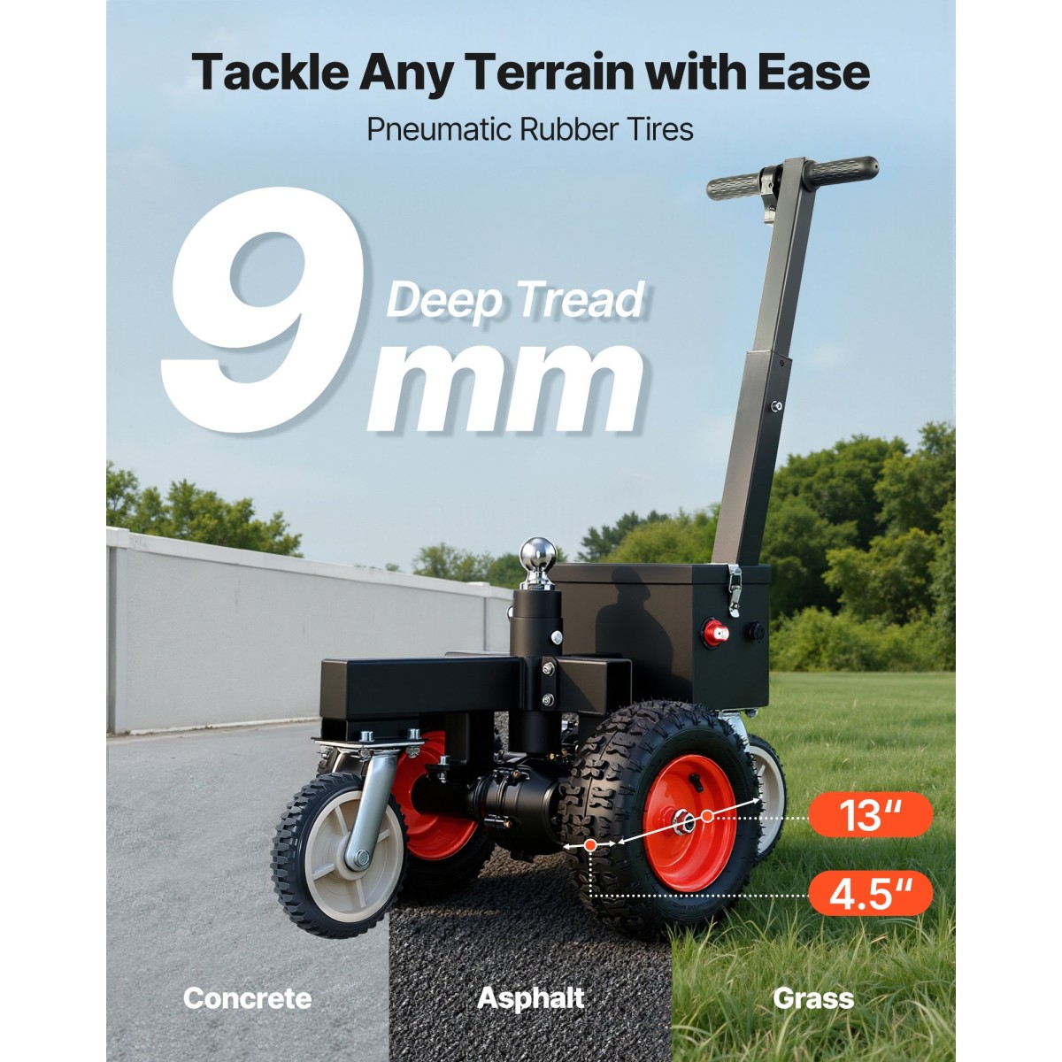 VEVOR Electric Trailer Dolly, 1633 kg Μέγιστο βάρος ρυμουλκούμενου 272 kg Max Tongue Weight, DC 24V 800W Motorized Trailer Dolly with 50 & 47,6 mm Hitch Balls for RV Campers, Cargo & Utility, Boat Trailers