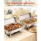 VEVOR Rectangle Chafing Dish, 8,5L 2 Pack Stainless Steel Dish of Chafing, Food Warmer Chafer Complete σετ με κούφια λαβή, 1 λαβίδα φαγητού, καπάκι, θήκη καυσίμου, πιάτα τσαγιού για πάρτι γάμου