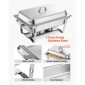 VEVOR Rectangle Chafing Dish, 8,5L 2 Pack Stainless Steel Dish of Chafing, Food Warmer Chafer Complete σετ με κούφια λαβή, 1 λαβίδα φαγητού, καπάκι, θήκη καυσίμου, πιάτα τσαγιού για πάρτι γάμου