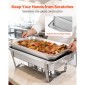 VEVOR Rectangle Chafing Dish, 8,5L 2 Pack Stainless Steel Dish of Chafing, Food Warmer Chafer Complete σετ με κούφια λαβή, 1 λαβίδα φαγητού, καπάκι, θήκη καυσίμου, πιάτα τσαγιού για πάρτι γάμου