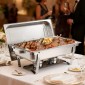 VEVOR Rectangle Chafing Dish, 8,5L 2 Pack Stainless Steel Dish of Chafing, Food Warmer Chafer Complete σετ με κούφια λαβή, 1 λαβίδα φαγητού, καπάκι, θήκη καυσίμου, πιάτα τσαγιού για πάρτι γάμου