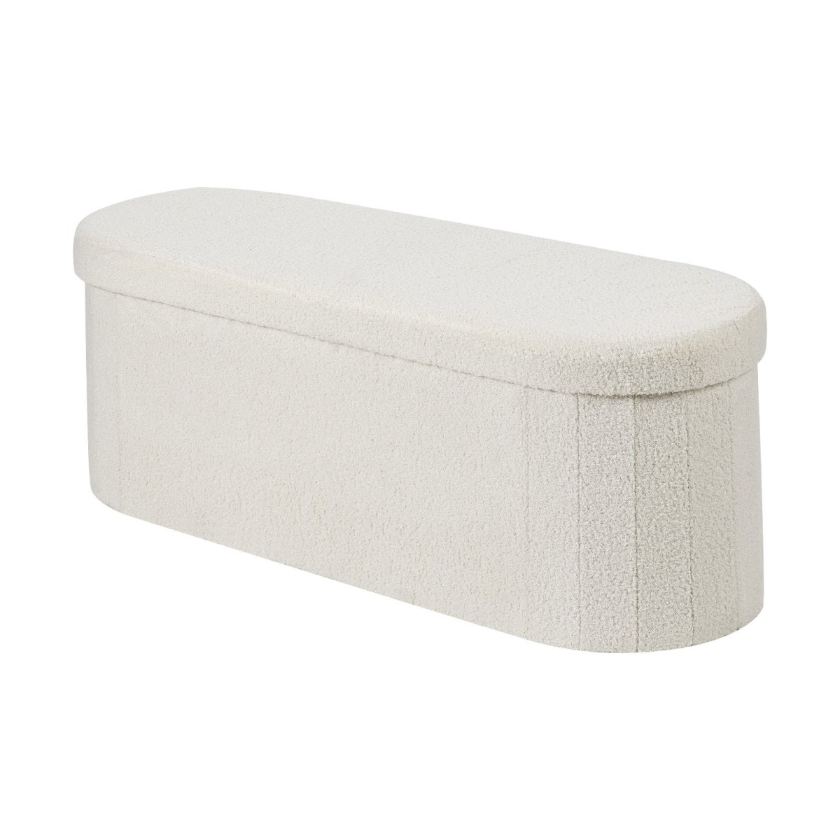 VEVOR Oval Storage Ottoman Πάγκος, Πτυσσόμενο Teddy Fleece End of Bed Bench, Πτυσσόμενο κρεβάτι με επένδυση Ottoman στήθος με μεγάλο αποθηκευτικό χώρο, υποστηρίζει 660 lbs, για σαλόνι, υπνοδωμάτιο, είσοδος, μπεζ