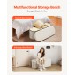 VEVOR Oval Storage Ottoman Πάγκος, Πτυσσόμενο Teddy Fleece End of Bed Bench, Πτυσσόμενο κρεβάτι με επένδυση Ottoman στήθος με μεγάλο αποθηκευτικό χώρο, υποστηρίζει 660 lbs, για σαλόνι, υπνοδωμάτιο, είσοδος, μπεζ