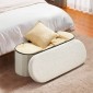 VEVOR Oval Storage Ottoman Πάγκος, Πτυσσόμενο Teddy Fleece End of Bed Bench, Πτυσσόμενο κρεβάτι με επένδυση Ottoman στήθος με μεγάλο αποθηκευτικό χώρο, υποστηρίζει 660 lbs, για σαλόνι, υπνοδωμάτιο, είσοδος, μπεζ