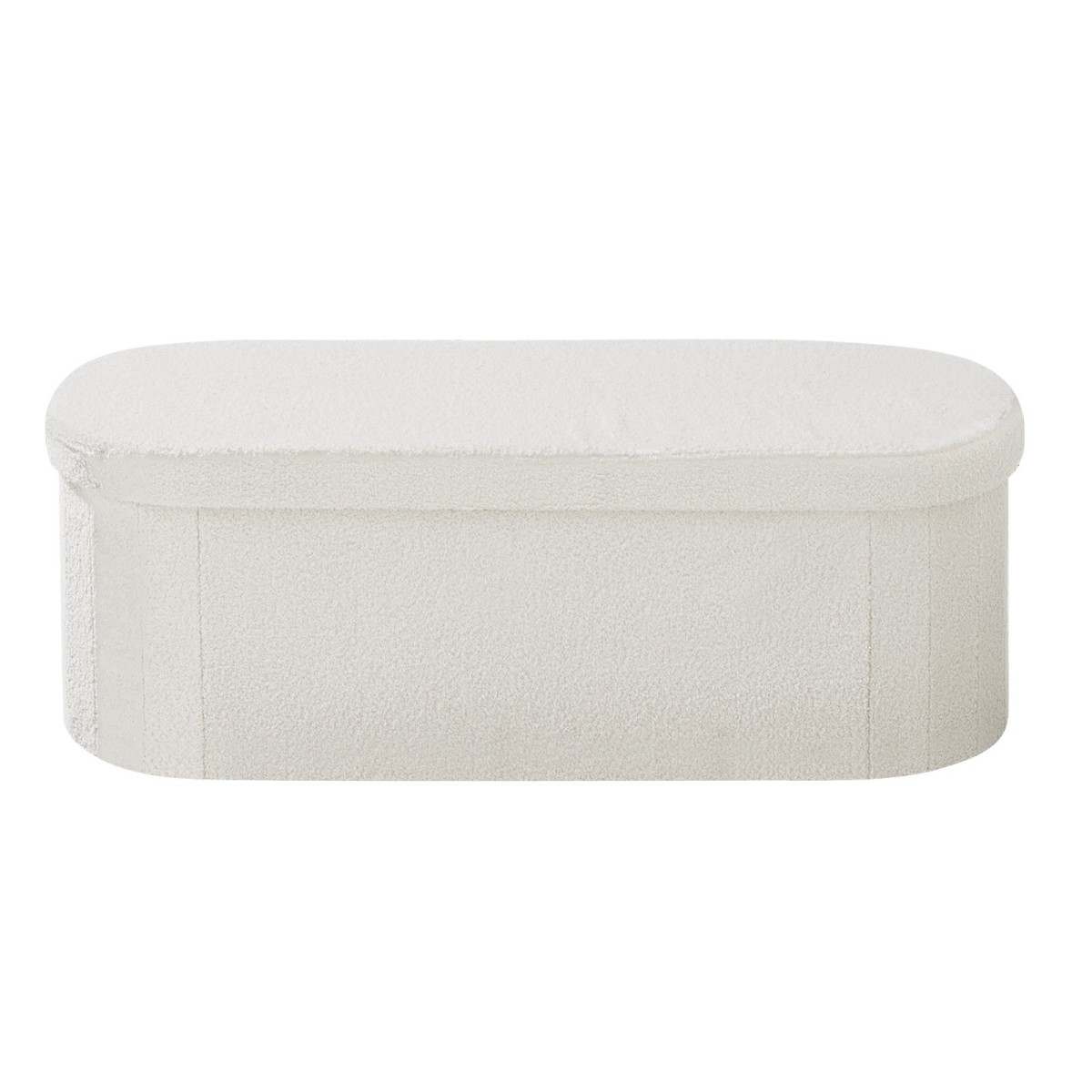 VEVOR Oval Storage Ottoman Πάγκος, Πτυσσόμενο Teddy Fleece End of Bed Bench, Πτυσσόμενο κρεβάτι με επένδυση Ottoman στήθος με μεγάλο αποθηκευτικό χώρο, υποστηρίζει 660 lbs, για σαλόνι, υπνοδωμάτιο, είσοδος, μπεζ