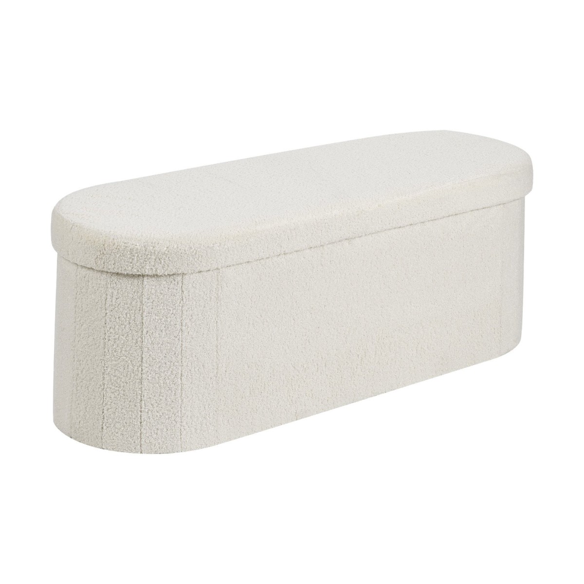 VEVOR Oval Storage Ottoman Πάγκος, Πτυσσόμενο Teddy Fleece End of Bed Bench, Πτυσσόμενο κρεβάτι με επένδυση Ottoman στήθος με μεγάλο αποθηκευτικό χώρο, υποστηρίζει 660 lbs, για σαλόνι, υπνοδωμάτιο, είσοδος, μπεζ