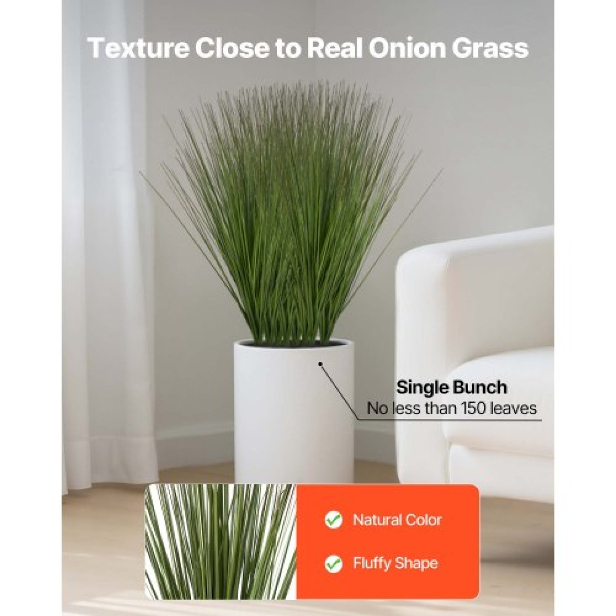 Φυτό τεχνητού γρασιδιού VEVOR, 686 χιλιοστά Faux Onion Grass Fake Greenery Shrubs, Premium PVC for Indoor Outdoor House Home Garden Decoration Room Office, Housewarming, 8 Pack Green