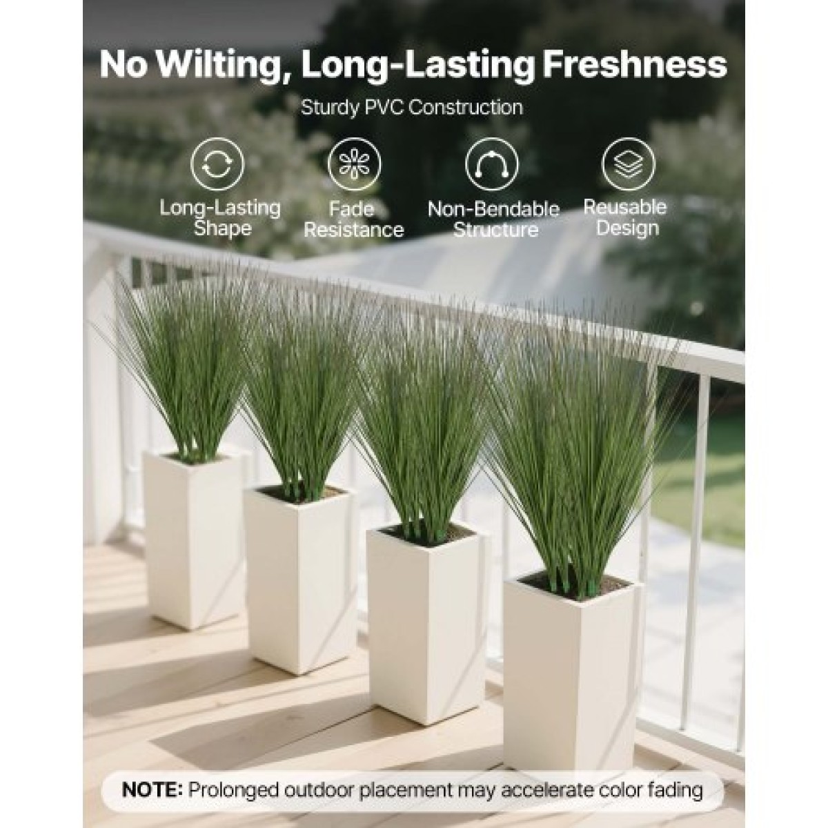 Φυτό τεχνητού γρασιδιού VEVOR, 686 χιλιοστά Faux Onion Grass Fake Greenery Shrubs, Premium PVC for Indoor Outdoor House Home Garden Decoration Room Office, Housewarming, 8 Pack Green