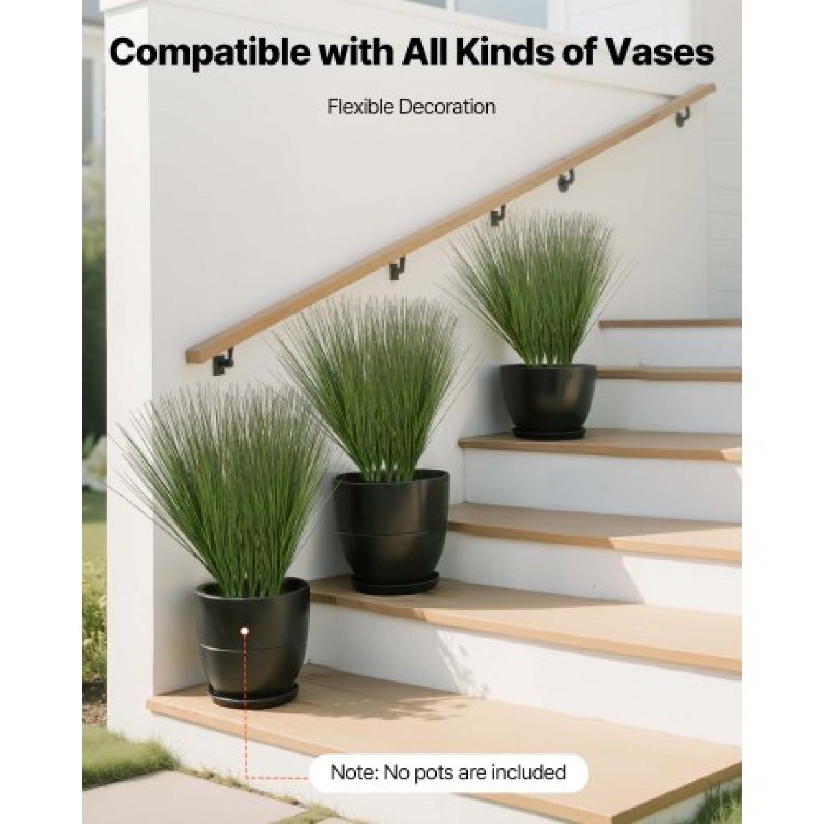 Φυτό τεχνητού γρασιδιού VEVOR, 686 χιλιοστά Faux Onion Grass Fake Greenery Shrubs, Premium PVC for Indoor Outdoor House Home Garden Decoration Room Office, Housewarming, 8 Pack Green