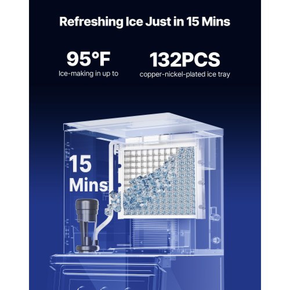 VEVOR Commercial Ice Maker Machine - Head, 136 kg/Day Stainless Steel Ice Machine with Scheduled Ice-Making, Self-Cleaning, Adjustable Thickness, Ideal for Restaurant Bar Cafe Hotel - Head Only